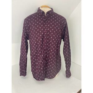 Paper Denim & Cloth Deer Print Button Down Shirt Red Reindeer Holiday XL